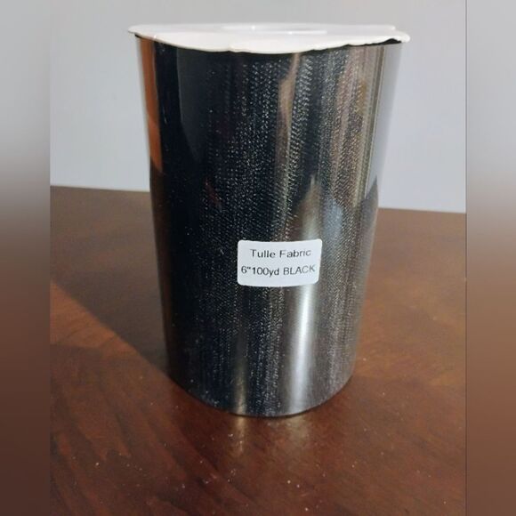 Black 6 Inch 100 Yard Tulle Fabric Roll - Picture 1 of 3